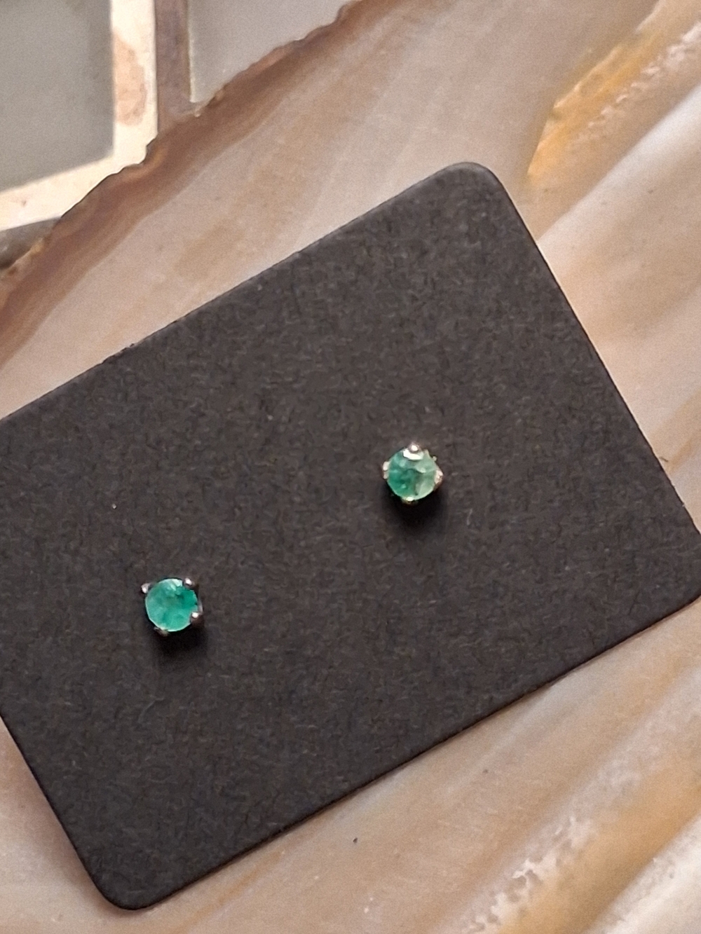 Emerald Green Solitaire Stud Earrings - Women Jewelry